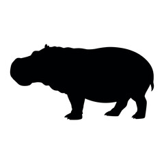 a hippo vector silhouette, isolated white background, silhouette