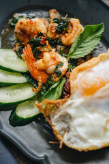 Close-up of thai food in plate on table