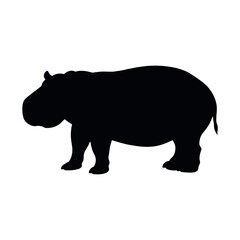 a hippo vector silhouette, isolated white background, silhouette