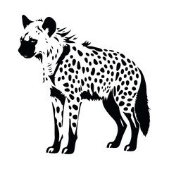 a hyena standing on blank space vector silhouette, isolated white