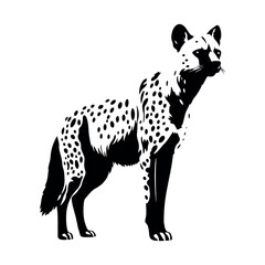 a hyena standing on blank space vector silhouette, isolated white