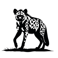 a hyena standing on blank space vector silhouette, isolated white
