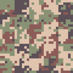 Camouflage Pattern Background Seamless Vector Illustration. Classic Clothing Style Masking Camo Repeat Print. Military Camouflage Jacket