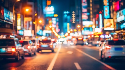 Fototapeta premium Blurred City Lights at Night Light Gradient Background with Room for Typography
