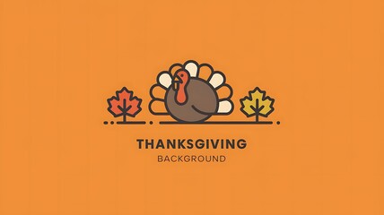 Thanksgiving Background with Turkey and Autumn Leaves