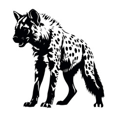 a hyena standing on blank space vector silhouette, isolated white