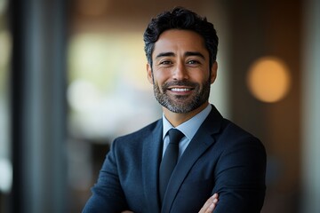 Fototapeta premium Smiling Businessman Portrait - Corporate Leadership Headshot