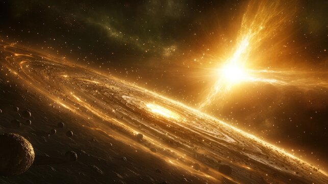 The interplay of comets from the Oort Cloud illuminated by a striking solar flare with the Kuiper Belt visible in the background