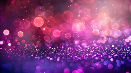 Purple and pink glitter vintage lights background. Defocused.