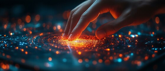 Finger Touching a Digital Fingerprint
