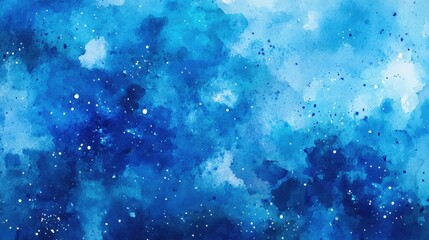 Obraz premium Blue watercolor background illustration depicting a cosmic theme