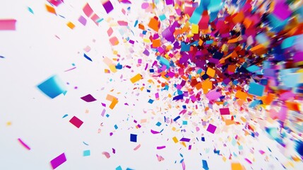 Fototapeta premium Abstract flat design featuring a vibrant explosion of confetti against a white background