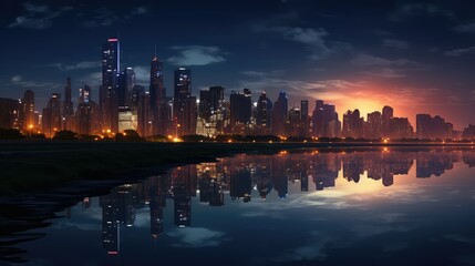 Fototapeta premium skyline water moon