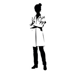 female doctor standing pose vector silhouette