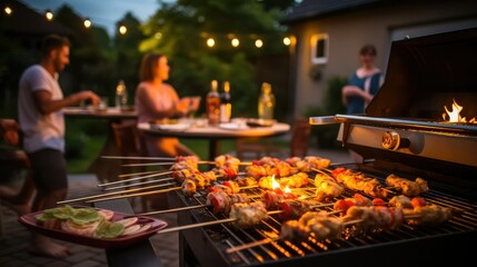 Naklejka premium grilling cooking with wine