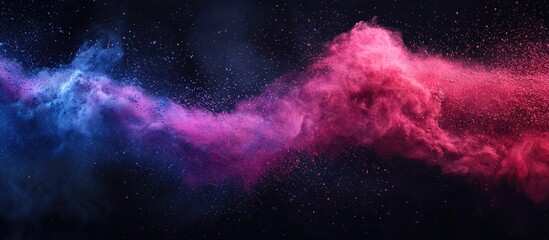 Abstract Powder Splatted Background Freeze Motion Of Color Powder Exploding Throwing Color Powder On Black Background