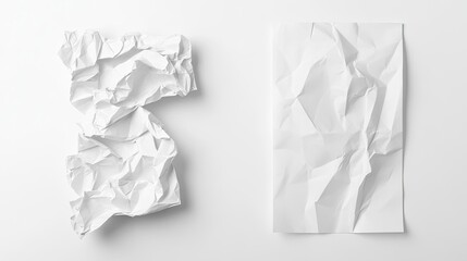 Obraz premium Crumpled White Paper and Flat Paper on a Clean Workspace Surface Generative AI