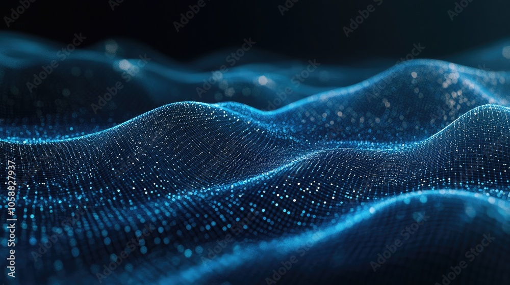 Aufkleber abstract digital network background featuring moving lines and dots showcasing a blue geometrical pl