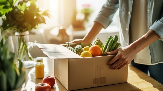 fresh groceries in a box
