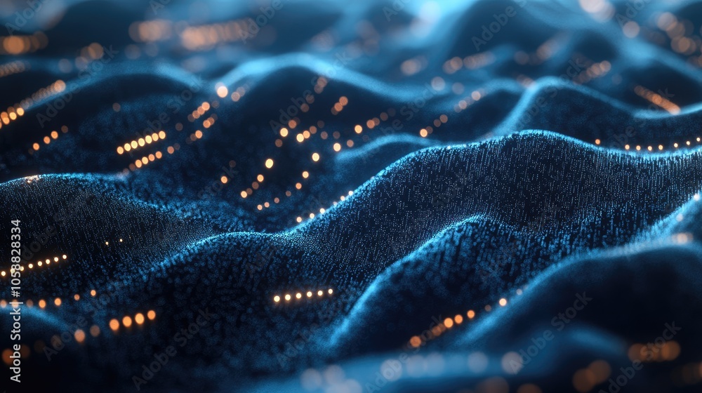 Poster abstract depiction of reinforcement learning featuring digital rewards set against a blurred machine