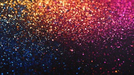 Abstract gradient background adorned with vibrant metallic glitter confetti creating a festive atmosphere reminiscent of a joyful celebration