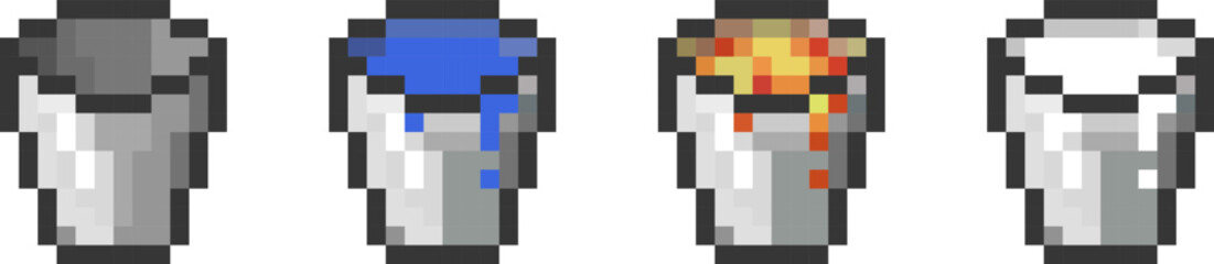 Bucket, vector pack, for games, 8bit, vector, new, vector illustration, 10EPS