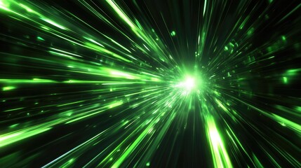 Obraz premium Abstract background featuring futuristic speed motion with green rays of light