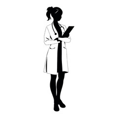female doctor standing pose vector silhouette