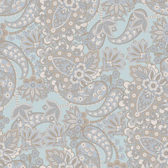 Elegant Paisley Seamless Vector Pattern. Indian floral motifs for fabric designs
