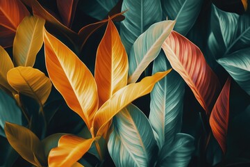 Close-up of plant with orange and green leaves