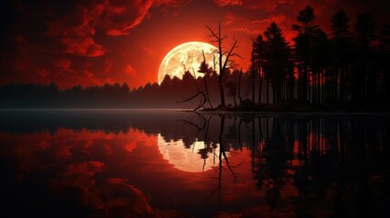lake red moon