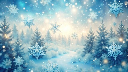 Naklejka premium Abstract Snowfall Background with Blurry White Powder - Winter Aesthetic, Snowy Landscape, Drone Photography, Soft Focus, Winter Wonderland, Snow