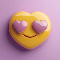 Love Emoji - heart, emoji, love, happiness, cute, smile, playful, colorful, yellow, pink, expression, affection, romantic, design, 3D, vector, glossy, happy face