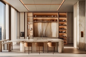 a bigger closed modular kitchen of a modern and contempory house in singaporean architectural style
