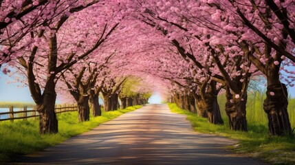 trees springtime country road