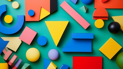 rainbow geometric shapes design playful