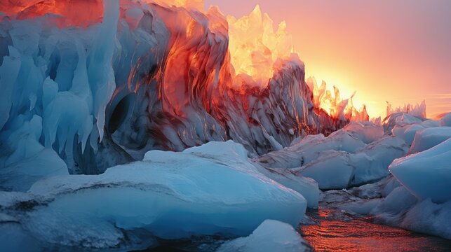 melting ice on fire