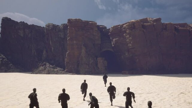 Run away, a crowd of anonymous people drives one of the outcasts, 3d concept