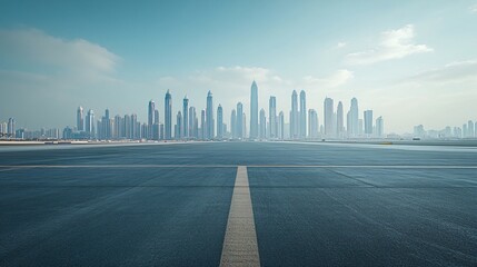 Urban Center in Manhattan and Dubai Featuring Pathways, Parking, and Road for Automotive Advertising