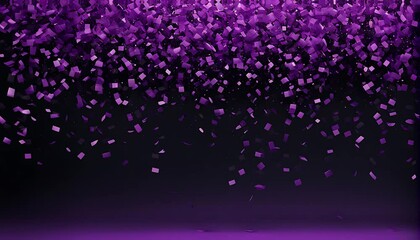 Purple confetti shower against dark background, creating a dynamic, festive effect that conveys celebration, joy, and excitement.