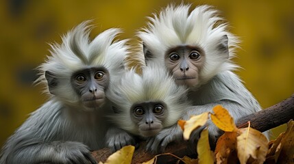 Obraz premium grooming silvered leaf monkey