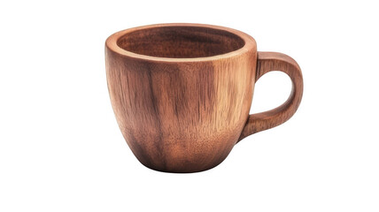 photo of a handcrafted wooden coffee cup with rich grain texture, simple design, photorealistic style, ideal for rustic themes,