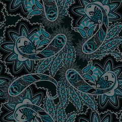 Trendy ethnic-style vector paisley pattern. Seamless Fashionable vector template for any design projects