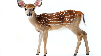 Naklejka premium majestic deer standing gracefully against a pristine white background, highlighting its elegant features and natural beauty, perfect for wildlife illustrations or educational materials