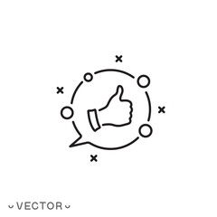 recommend icon, vote or like outline symbol, thin line symbol isolated on white background, editable stroke eps 10 vector illustration