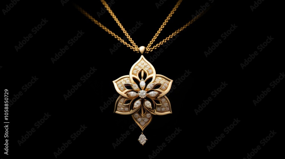 Poster necklace gold diamond