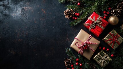 Black Friday Holiday Sale captures the essence of exciting discounts and promotions on a dark background, creating a striking visual for holiday shopping moments. Photo style with copy space.