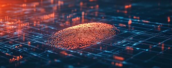 Digital Fingerprint on Abstract Circuit Board Background