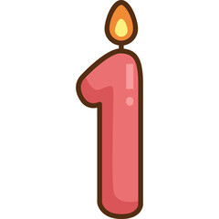 a vector of the number one with a candle on top