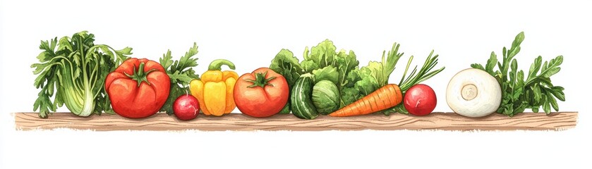 Fresh vegetables on a wooden table, perfect for healthy cooking and recipes, vibrant colors.